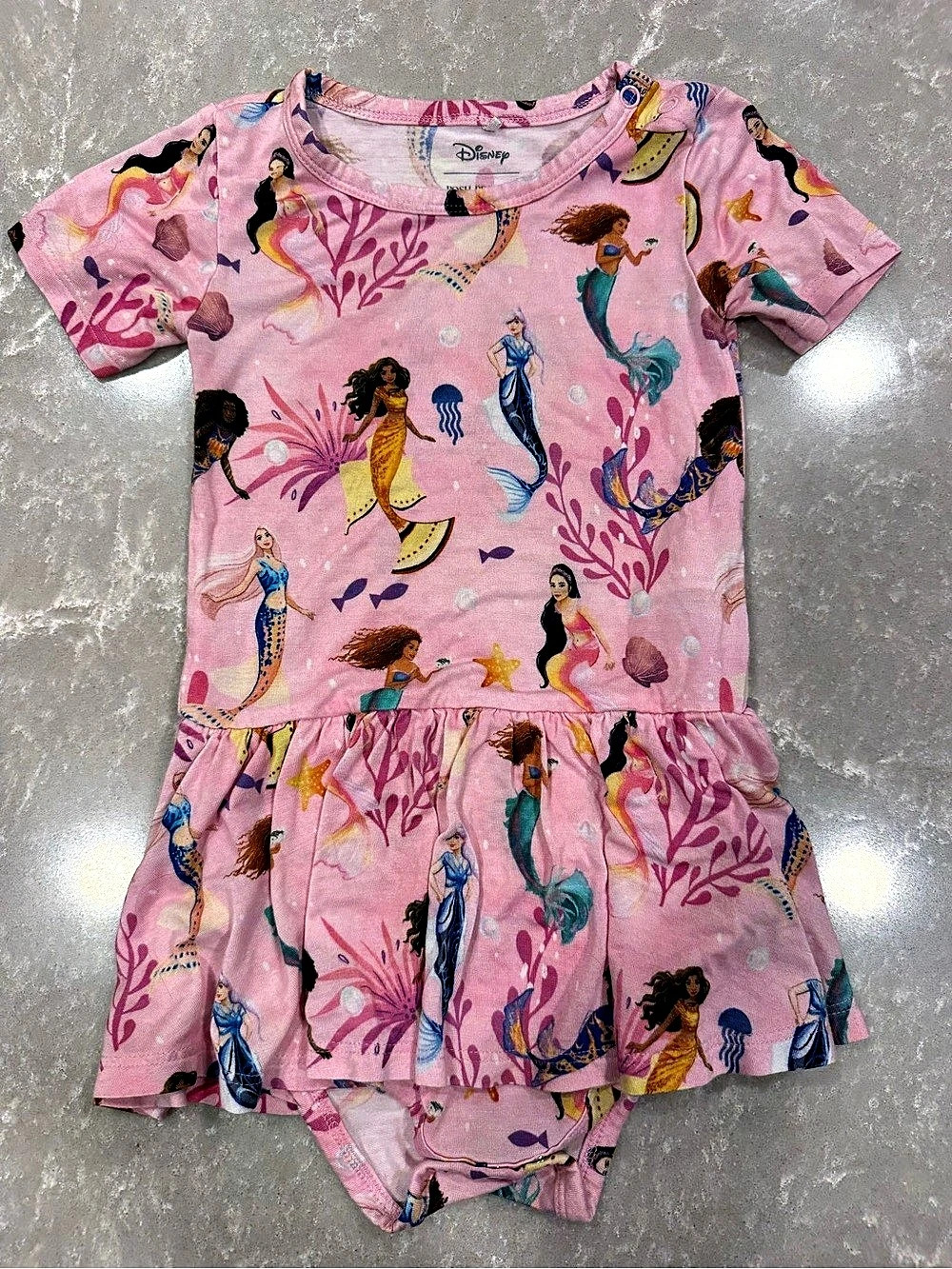 Disney Posh Peanut Girls 2T Princess Mermaid Pink Skirted Bodysuit Romper